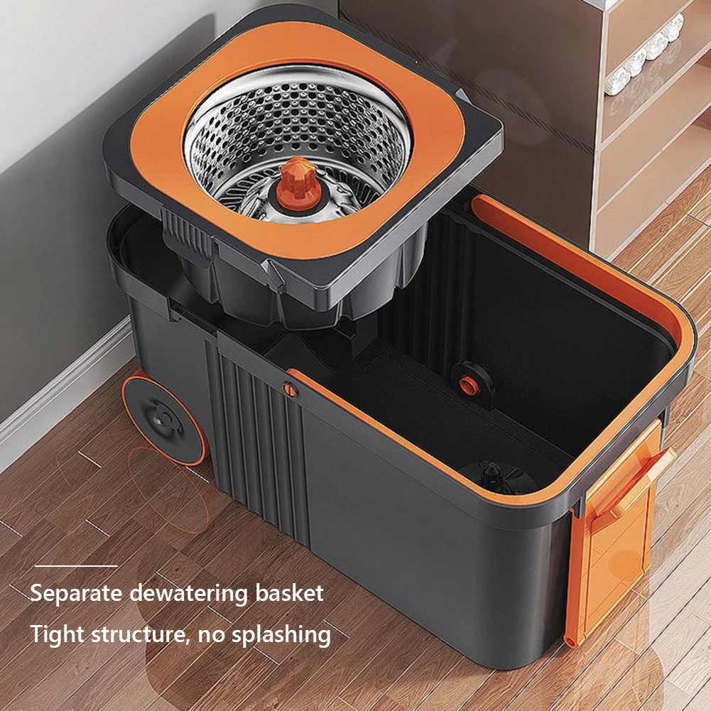 Spin Mop Bucket with 6 Replacement Refills Extended Handle Floor Cleaner Household Cleaning Automatic Spin Mop for Home Cleaning