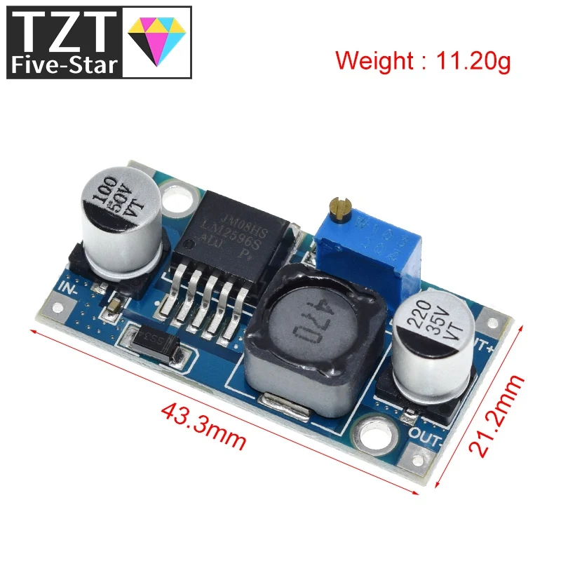 TZT LM2596 DC-DC Step-down Power Supply Module 3A Adjustable Step-down Module LM2596S Voltage Regulator 24V 12V 5V 3V