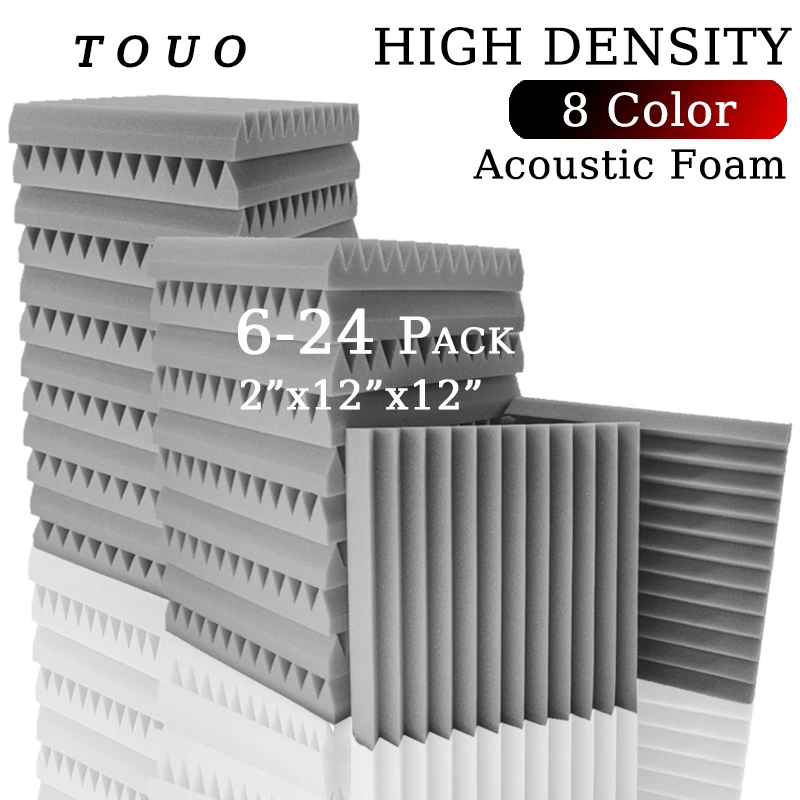 

TOUO Sound Panels Wedges 6-24 Pcs Soundproofing Treatment Foam Padding Noise Insulation For Office Recoding Studio