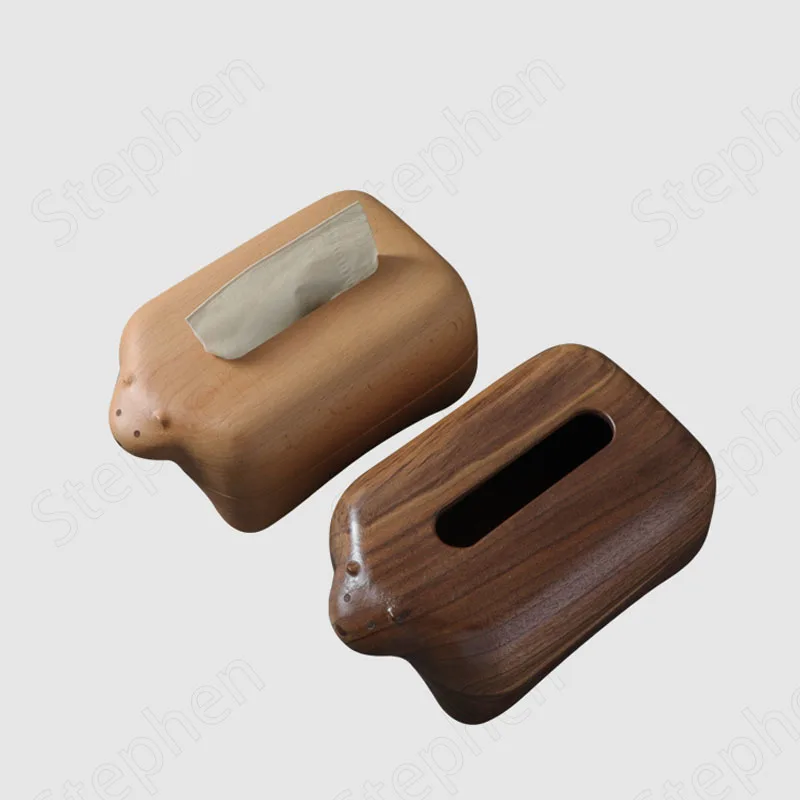 

Animal Walnut Tissue Boxes Japanese Simple Creative Cow Decorative Beech Wooden Paper Towel Organization Home Decoration Modern