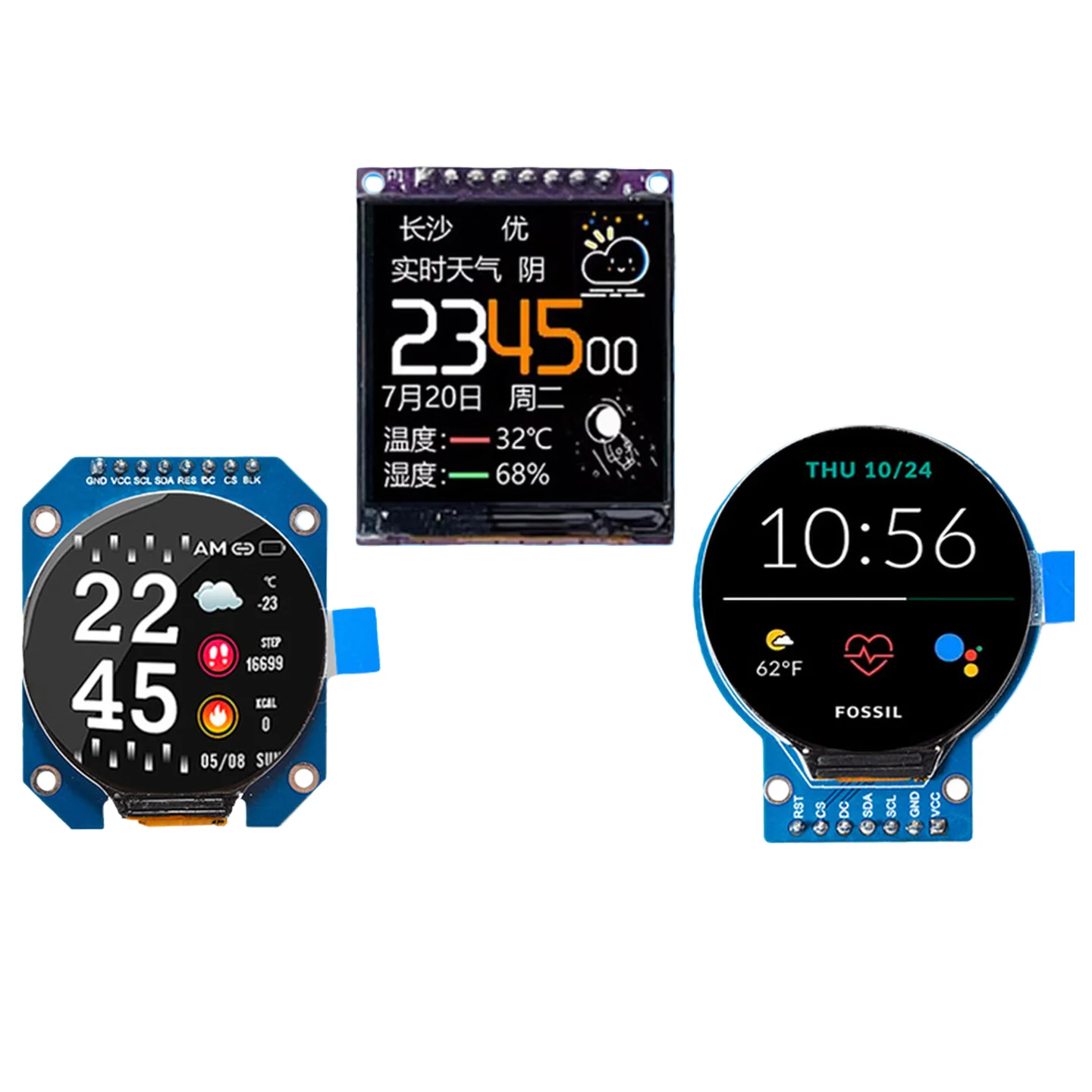 1,28/1,54-Zoll rundes TFT-Modul mit 240x240 hochauflösendem IPS-Vollbild-LCD-Display in Vollfarben-RGB