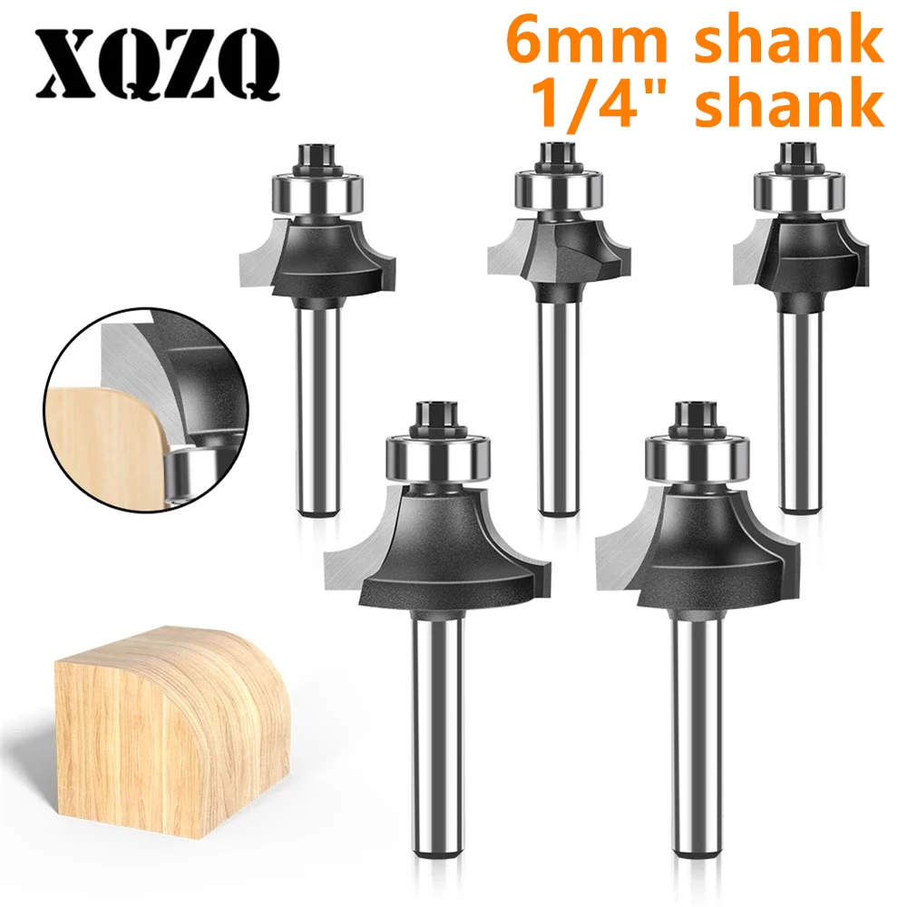 

6mm 6.35mm Shank Corner Round Over Router Bit Tungsten Carbide Milling Cutter for Wood Woodworking Face Mill Tools