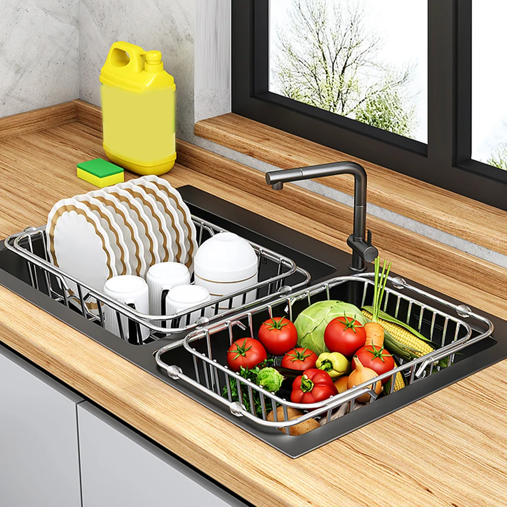 

Expandable Dish Drying Rack Over The Sink Dish Draining Basket Stainless Steel Utensil Cutlery Holder Dish Drainer Drying Rack