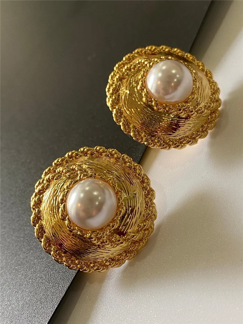 Gold Color Irregular Stud Pearl Earrings | Vintage Jewelry Heart Earrings -  Vintage - Aliexpress