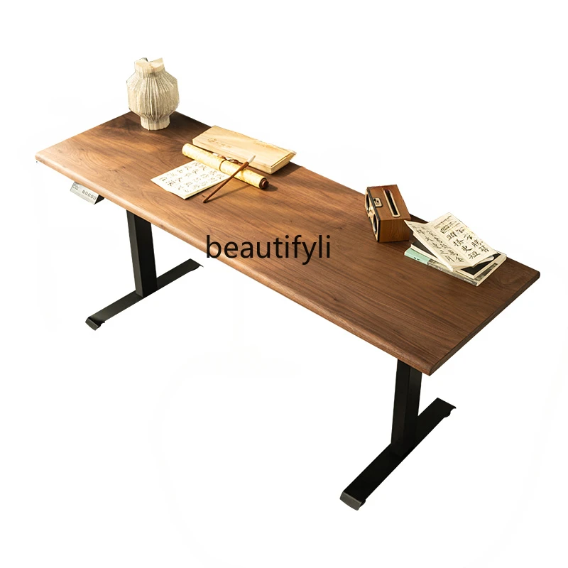 

North American Black Walnut Electric Lifting Table Log Large Desk Home Standing Solid Wood 1.8 M Long Desk