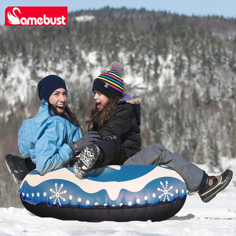 Snow Tube 47 Inch Inflatable Ski Tube Handle Design Sledding Tube Floated Snow Tube Outdoor Inflatable Ski Rings Camebust