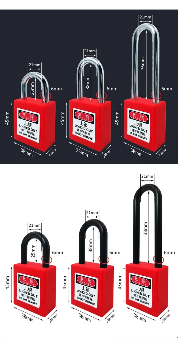 Description Picture 3 of itemLockout Tagout Safety Padlock with Keys Industrial Engineering Electrical Isolation Insulation Safe Lock Plastic ABS Body LOTO