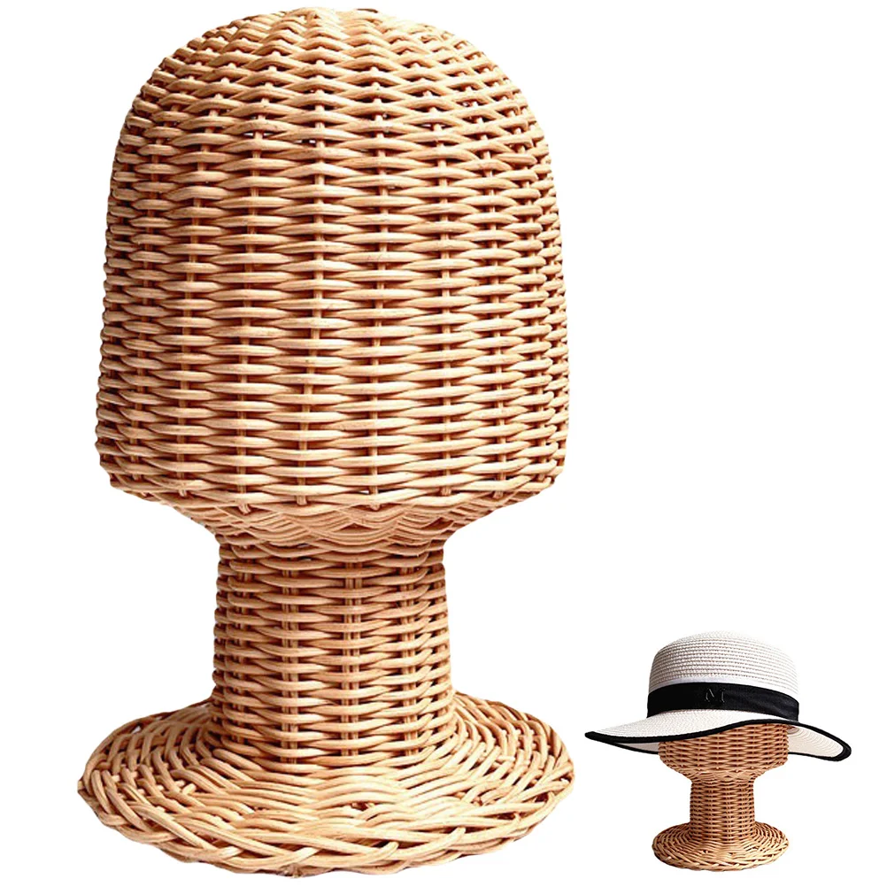 

Wig Stand Rattan Mannequin Head Holder Display Showcase Hat Cap Hair Wig Display Holder Shaper Inner Support Handmade Wicker