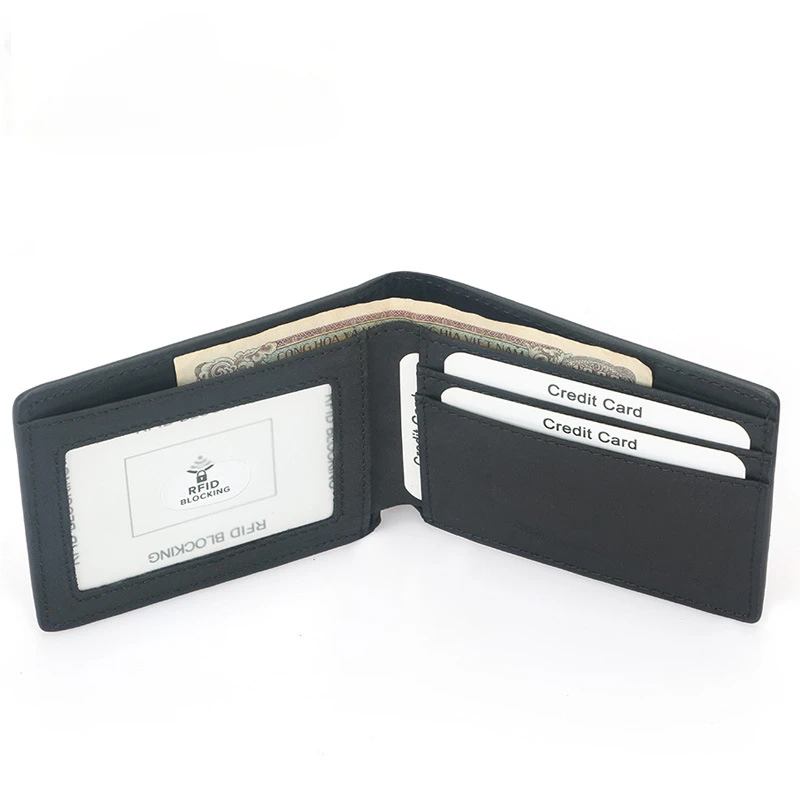 New style retro leather men's wallet with anti-theft brush crazy horse head layer cowhide thin short leather wallet