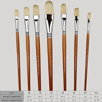 Professional Hog Bristle Filbert Oil Paint Brushes Set, 7pcs Long Wooden Handle Natural Chungking Hog for Oil Acrylic Painting 2