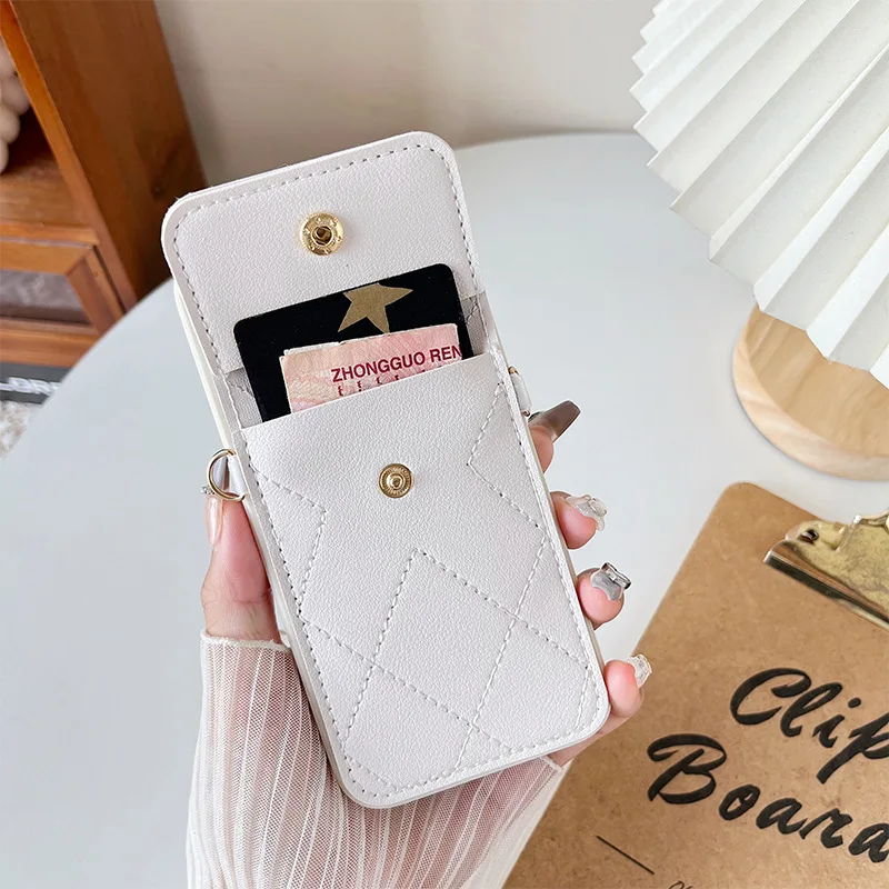 Cartoon Diamond Leather Wallet Soft Case with Lanyard Cover
