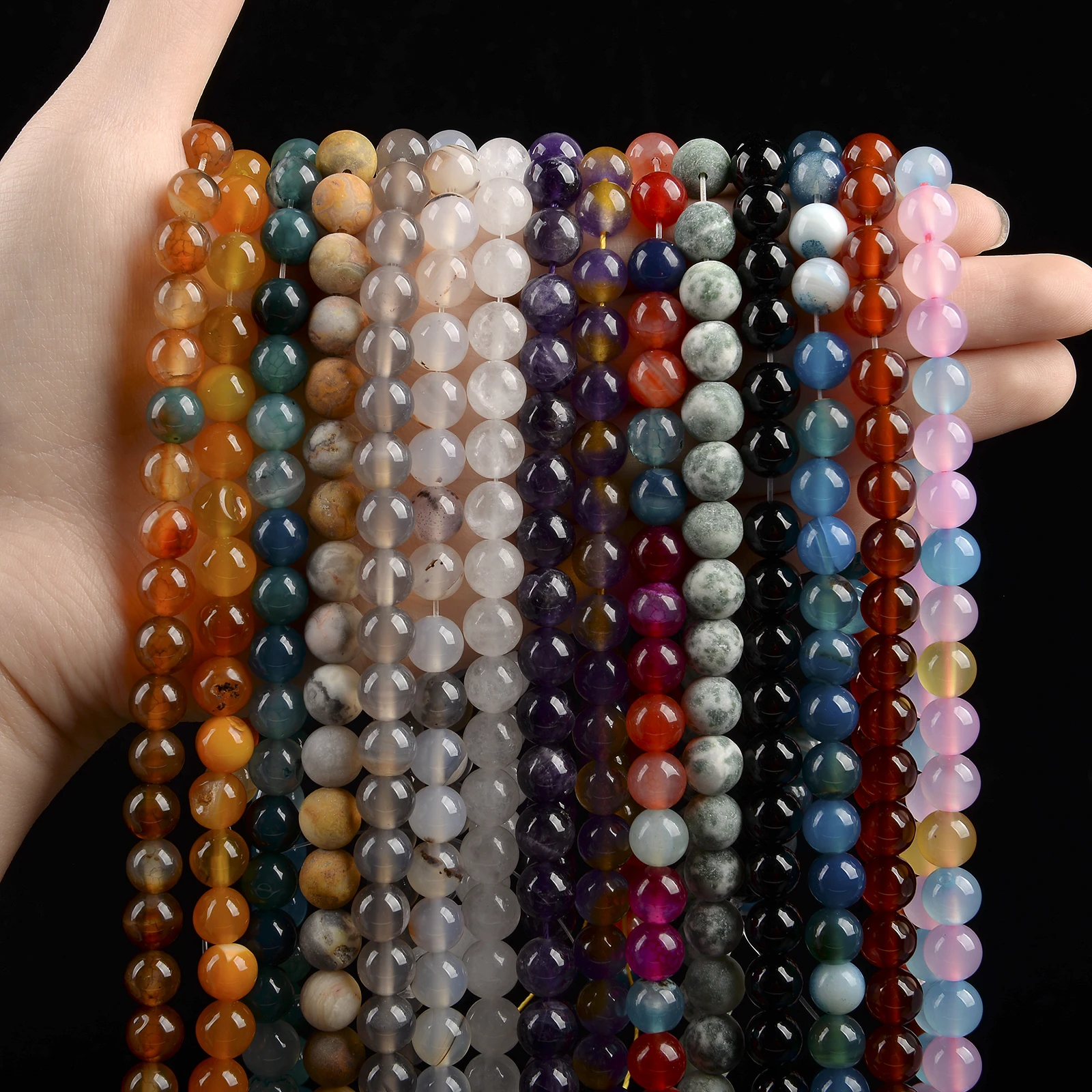 Natural Stone Beads Multicolor Tourmaline Tiger Eye Agates Glass Loose Spacer Beads For Jewelry Making DIY Bracelets Accessories 4