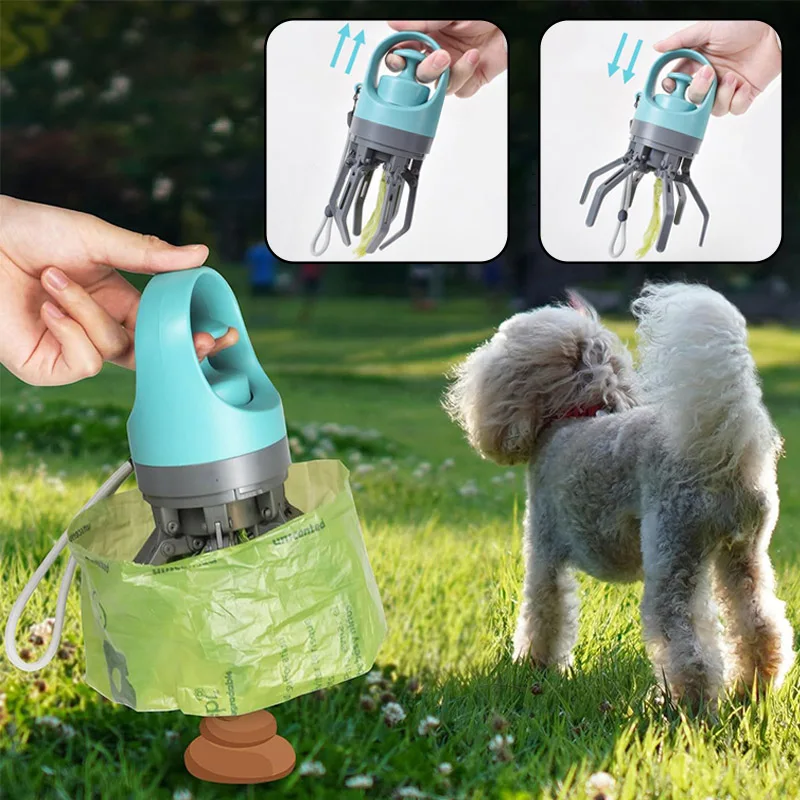 Portable Dog Pooper Scooper with Garbage Bag Outdoor Pet Six