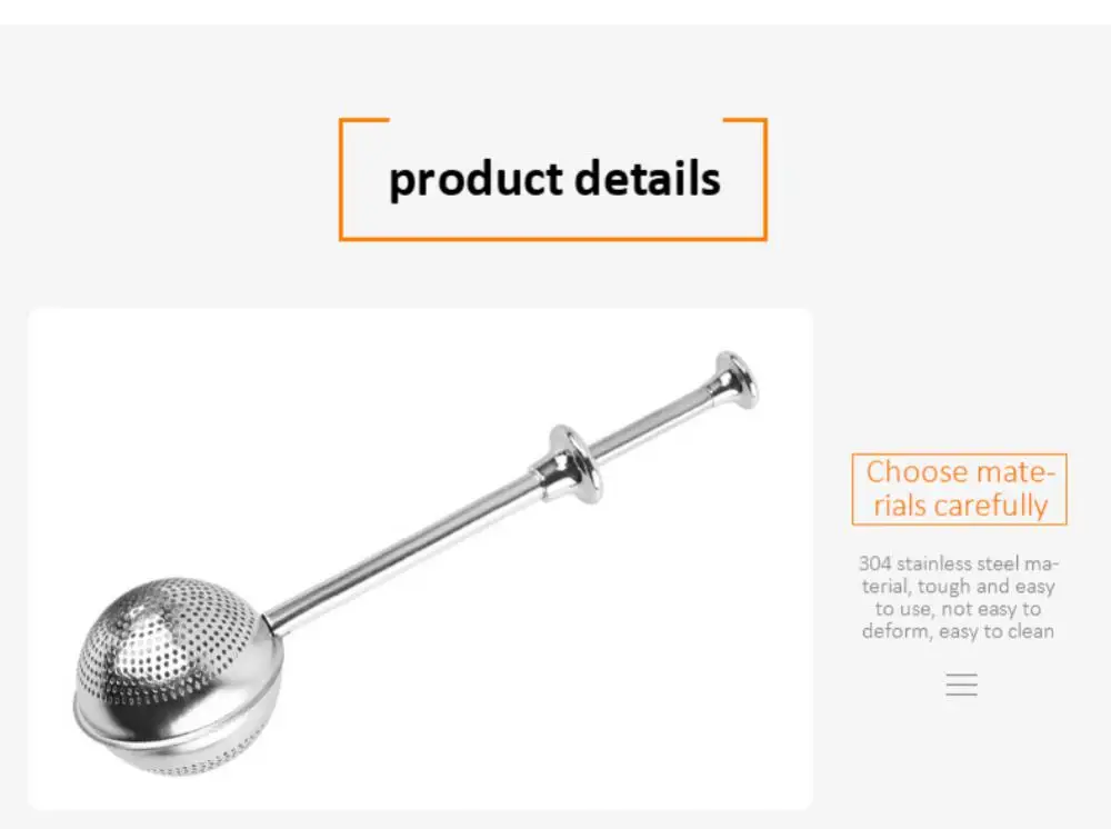 Description Picture 4 of itemStainless Steel Tea Infuser Sphere Mesh Tea Strainer Coffee Spice Filter Diffuser Handle Tea Ball Tea Spoon Infuser Filter