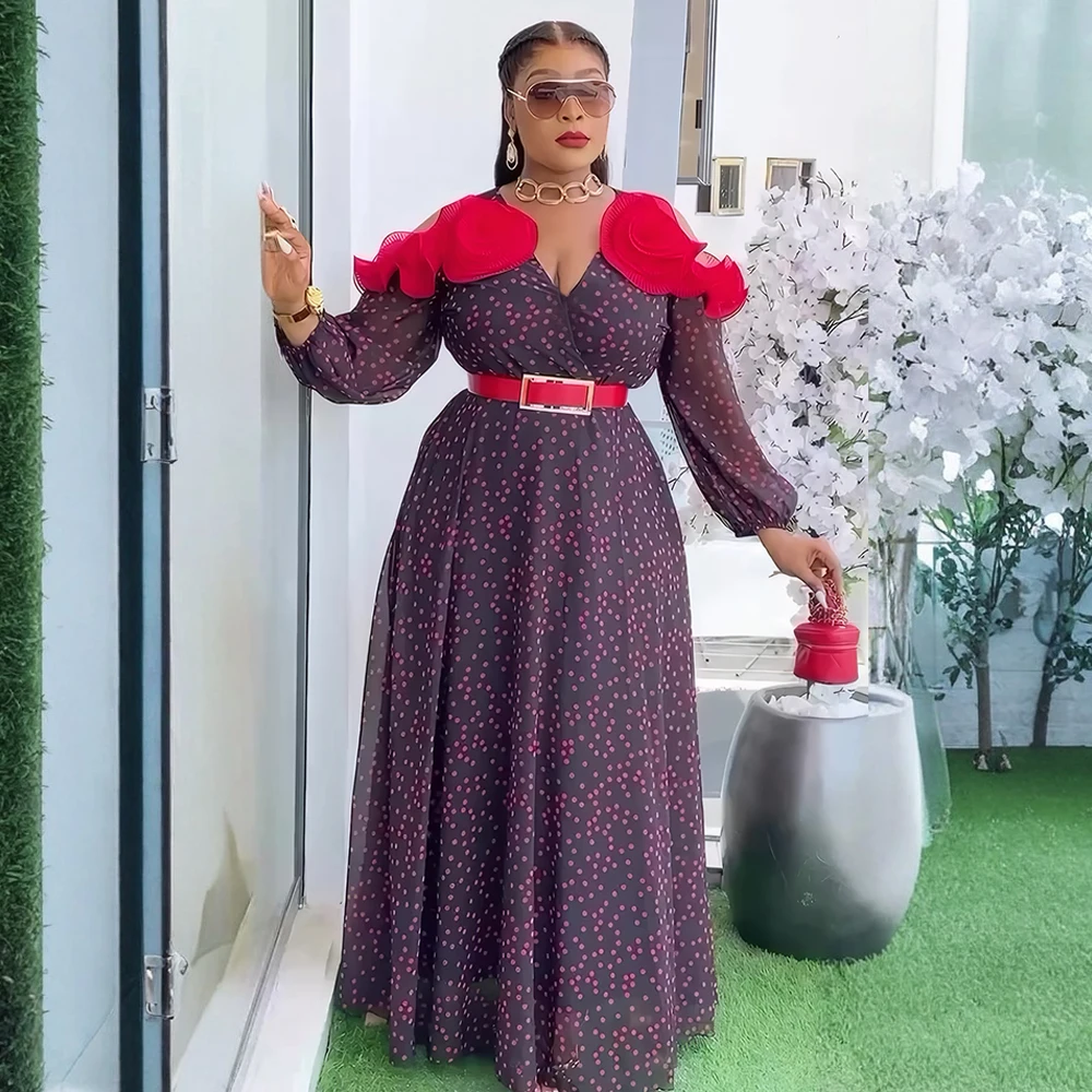 African Dresses for Women 2025 New Fashion Plus Size Chiffon