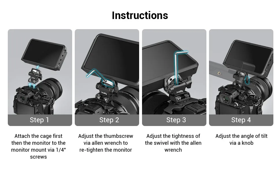 SmallRig drehbare und neigbare Monitorehalterung mit Kaltschuhhalterung, für SmallHD für Atomos Monitor/Bildschirmhalterung 2905B – Detail 14
