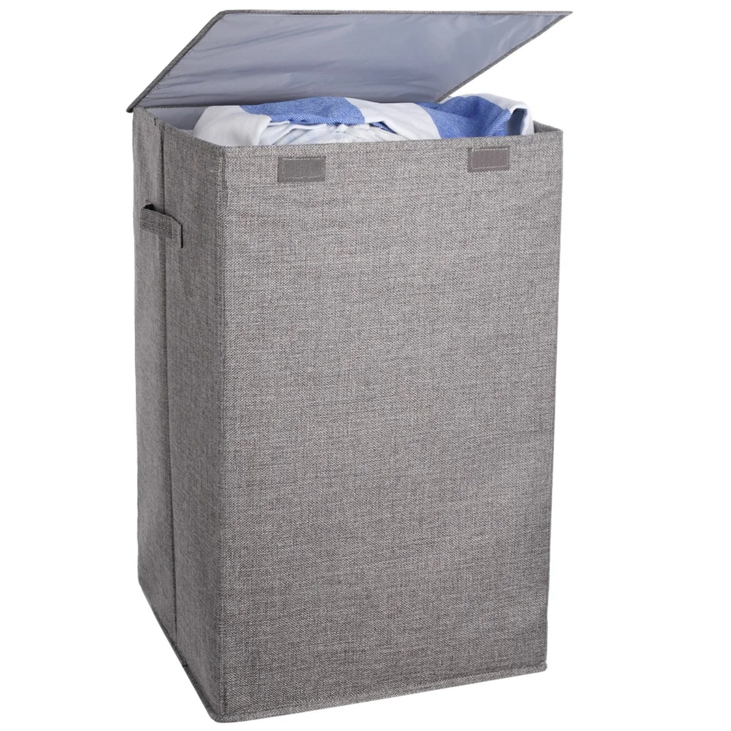 

Корзина для белья с крышкой, складная корзина для грязной одежды из хлопка и льна для ванной комнаты, портативное хранилище