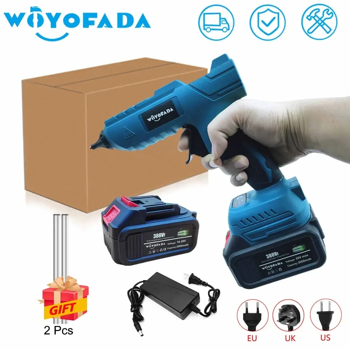 WOYOFADA Electric Hot Melt Glue Gun for Makita 18V Battery Cordless Electric Glue Grab 11mm Glue Stick Hot Melt Welding Air Gun