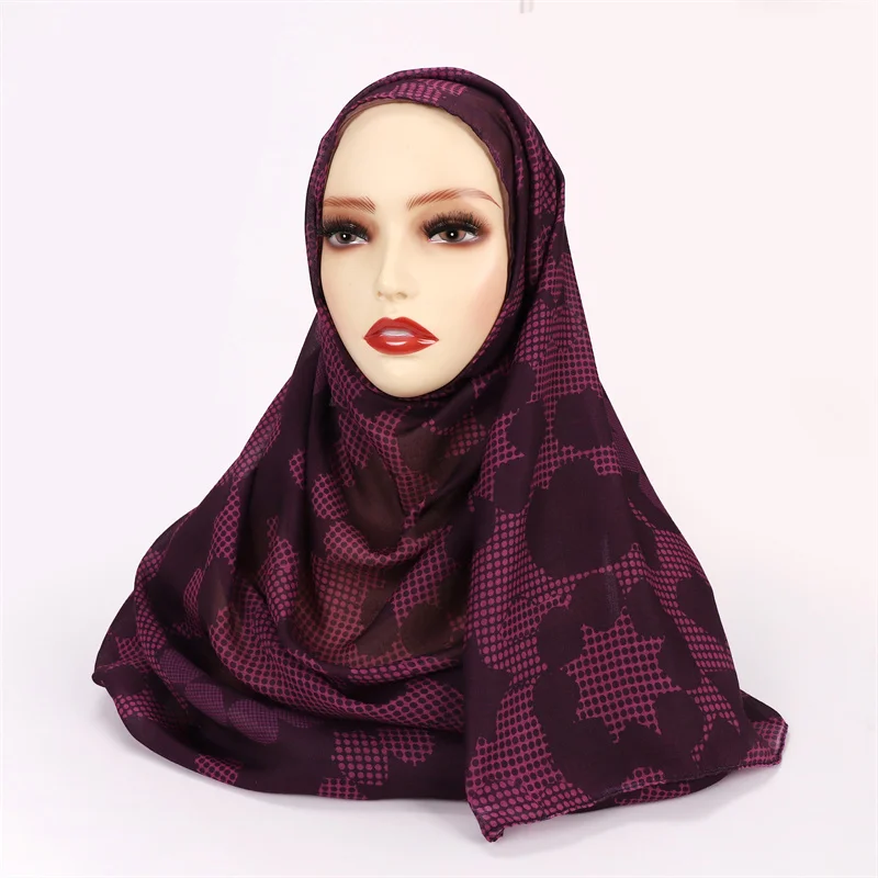 Berry Starry Mosaic Print Modal Scarf Hijab New Design Satin Hijabs for Momen Headband Bandana Shawls Scarves for Women Turban