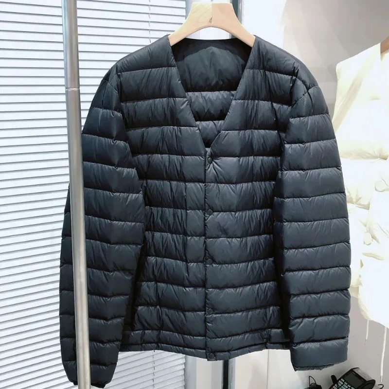 Men\'s lightweight white duck down jacket 2024 autumn and winter new styles Foldable men\'s warm liner down jacket
