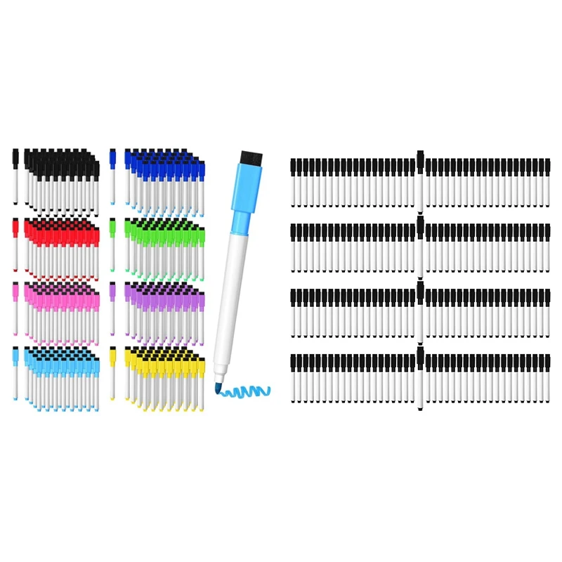 

200 Pcs Magnetic Dry Erase Markers Fine Point Tip Whiteboard Markers With Eraser Cap,For School Office Home