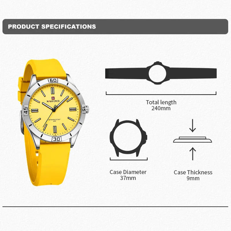 Naviforce Gloednieuw Ontwerp Dames Eenvoudig Horloge Mode Dames Klok Waterdicht Siliconen Bandje Logio Feminino 2024