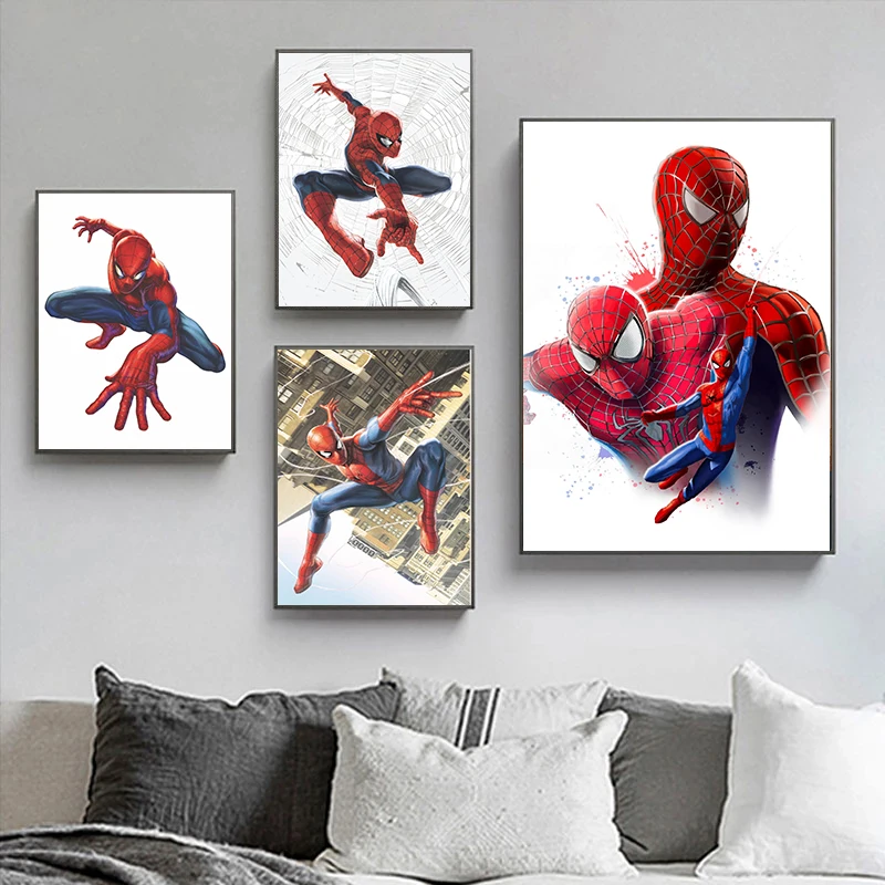 Póster de impresión artística de superhéroes de Marvel, pintura en lienzo  HD de Spiderman, imagen sin marco para sala de estar, habitación de niños,  decoración de oficina| | - AliExpress