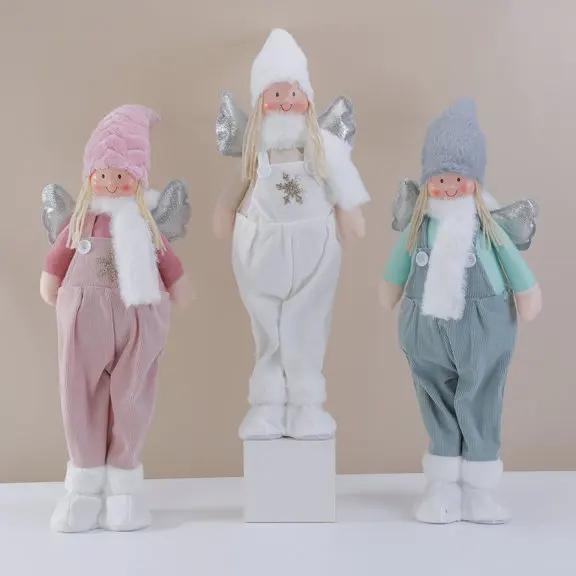 Christmas Decoration Standing Overalls Girl Angel Ornaments Christmas Decoration Desktop Children's Toys