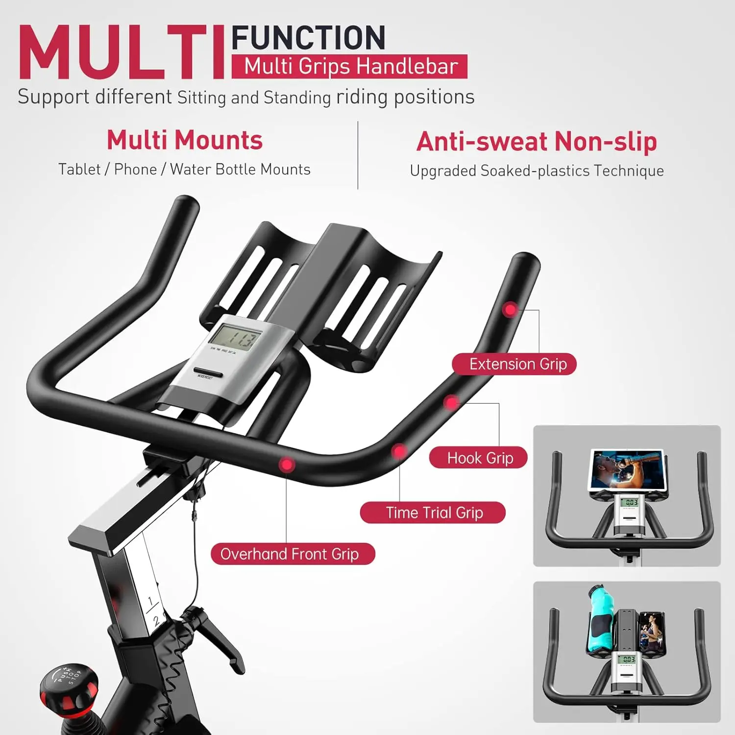 Exercise Bike, Bluetooth Stationary Indoor Cycling Bike with Readable 100 Levels Magnetic Resistance, Plus 1