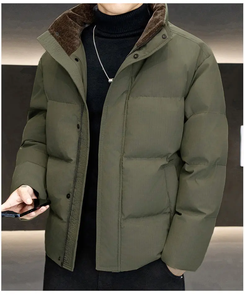 Lässige Herren Warme Leichte Wattierte Jacken Herbst Winter Verdickte Wollfüllung Mantel Oberbekleidung Winddichte Parka-Kleidung – Detail 17