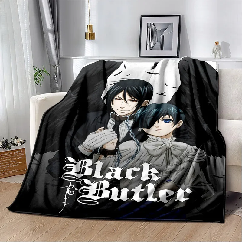 3D Anime Black Butler Cartoon Blanket,Soft Throw Blanket for Home Bedroom Bed Sofa Picnic Travel Office Rest Cover Blanket Kids 4