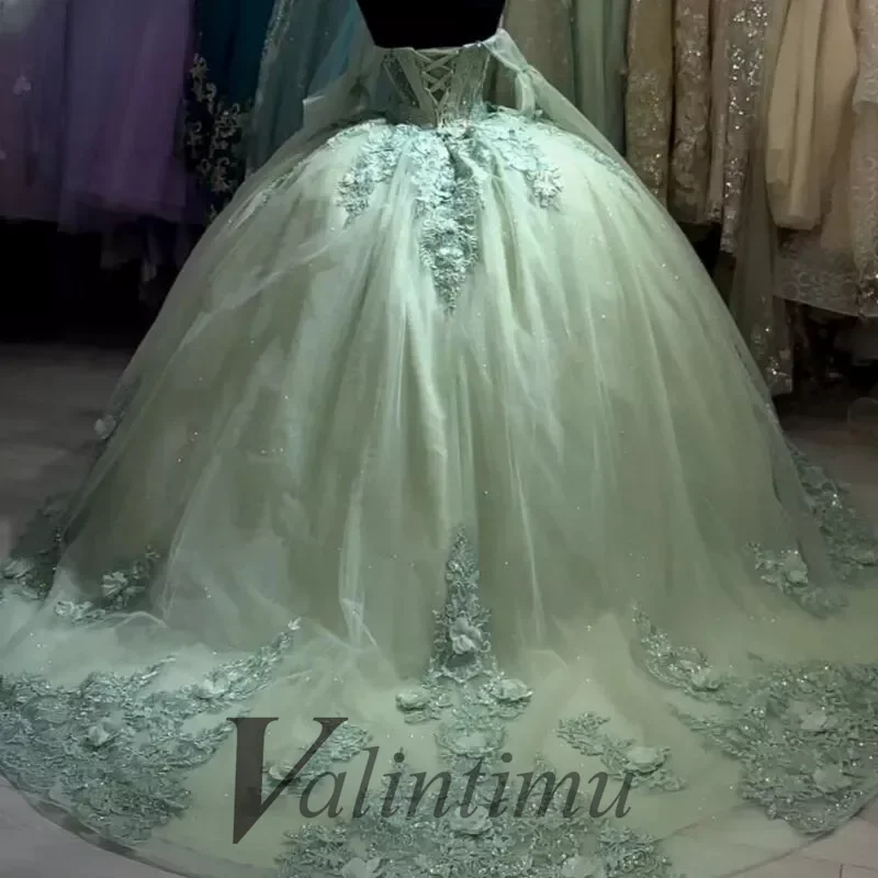 Valintimu Exquisite Ball Gown Quinceanera Dresses for Girl Sweetheart Off the Shoulder Robe Princess Bleu Femme Customized