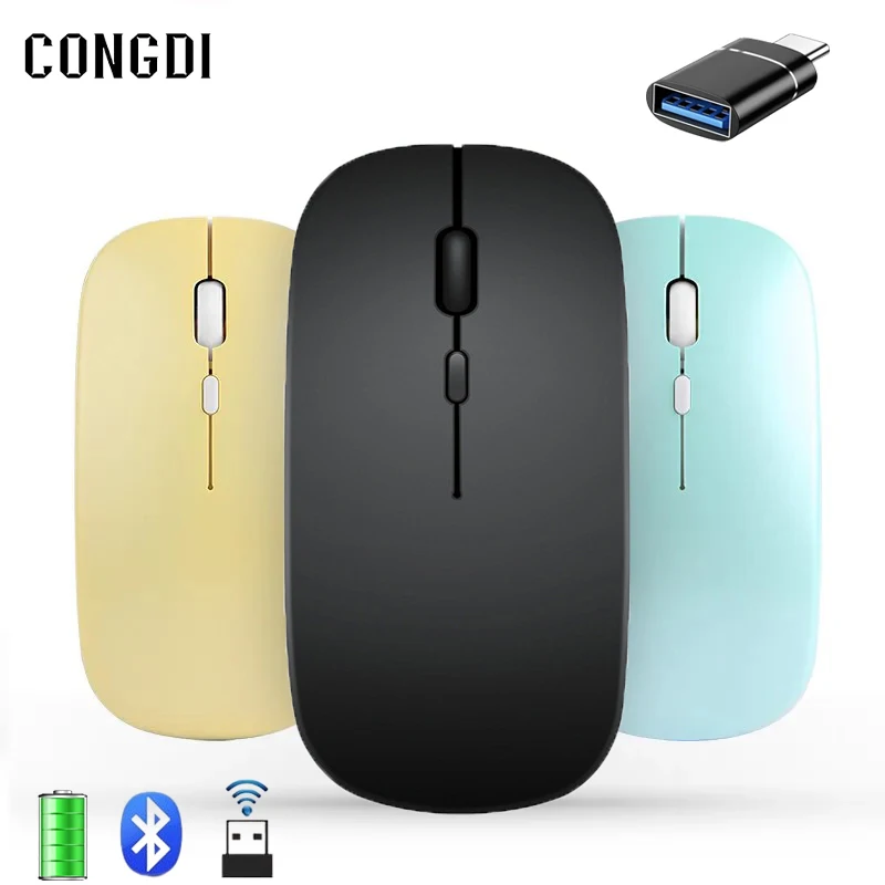 무선 게이밍 마우스, 블루투스 호환 컴퓨터 마우스, 1600DPI, PC 노트북 맥북 프로 에어 아이패드용 인체공학적 마우스, 2.4G