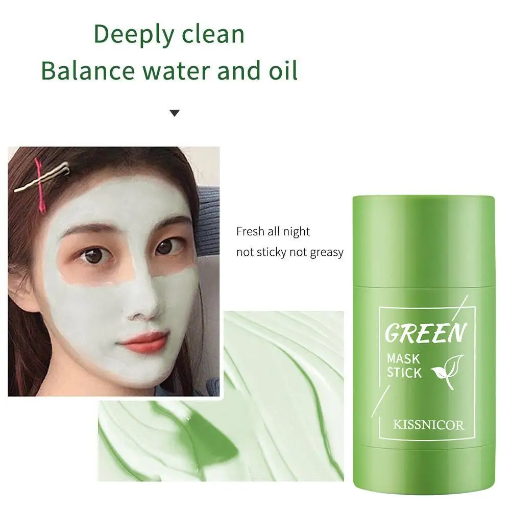 Face Clean Mask Green Tea Cleansing Stick Mask Smear Acne Shrink Blackhead Moisturizing Deep Cleansing Mask Film 40g Pores images - 6