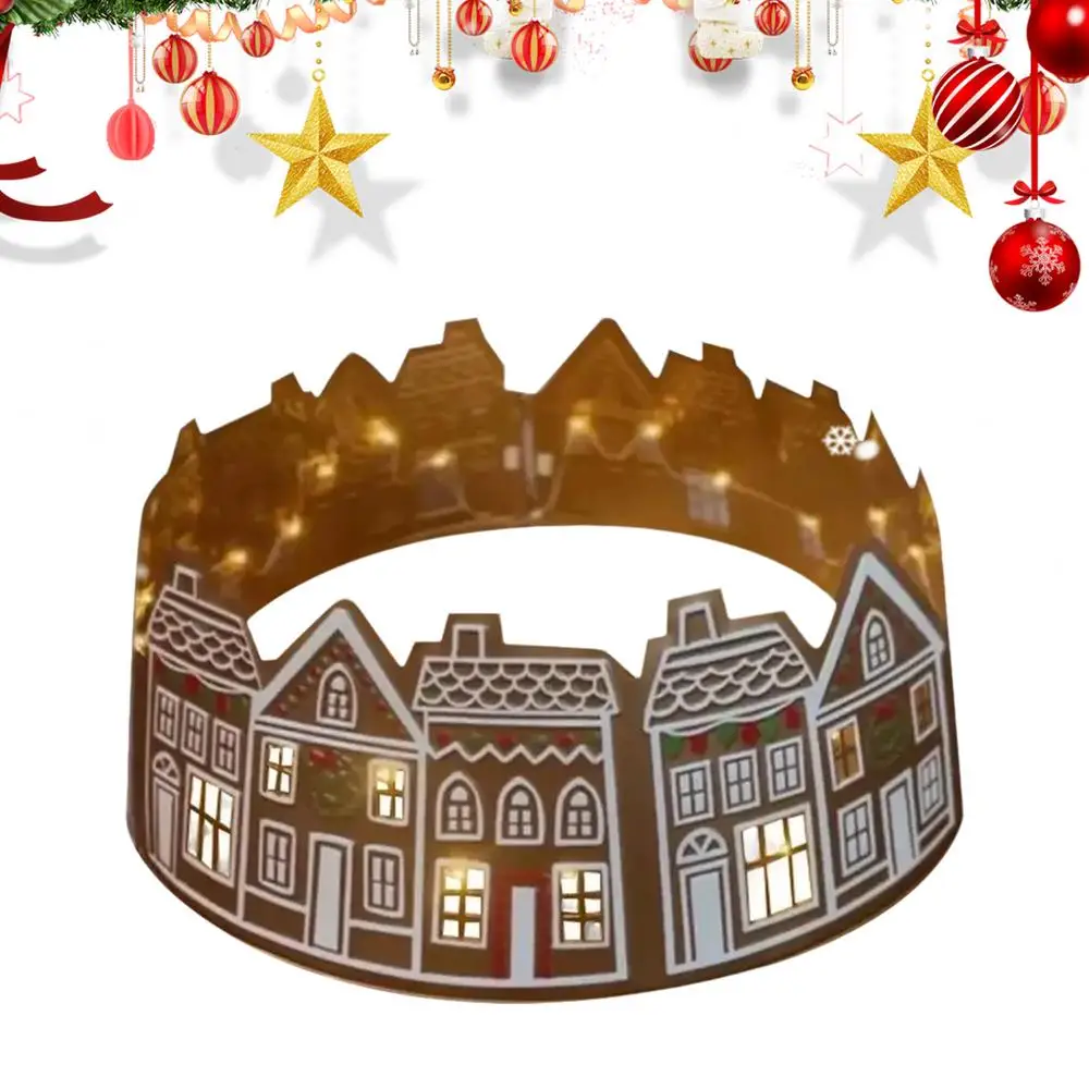 Description Picture 4 of item66cm/72cm LED Christmas Tree Collar PVC Gingerbread House Christmas Tree Skirt Base Stand 2025 New Year Party Decorations