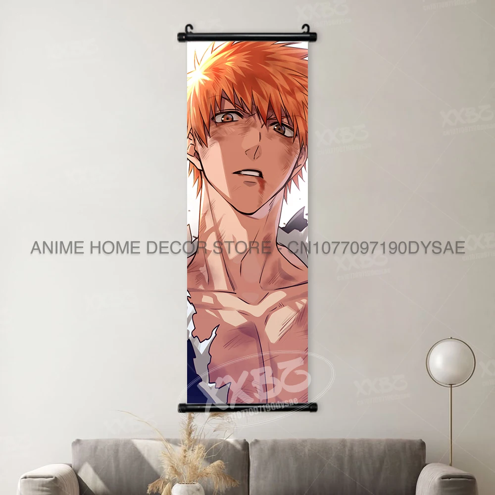 Bleach Anime Art Scroll: Ichigo & Orihime Decorative Wall Hanging
