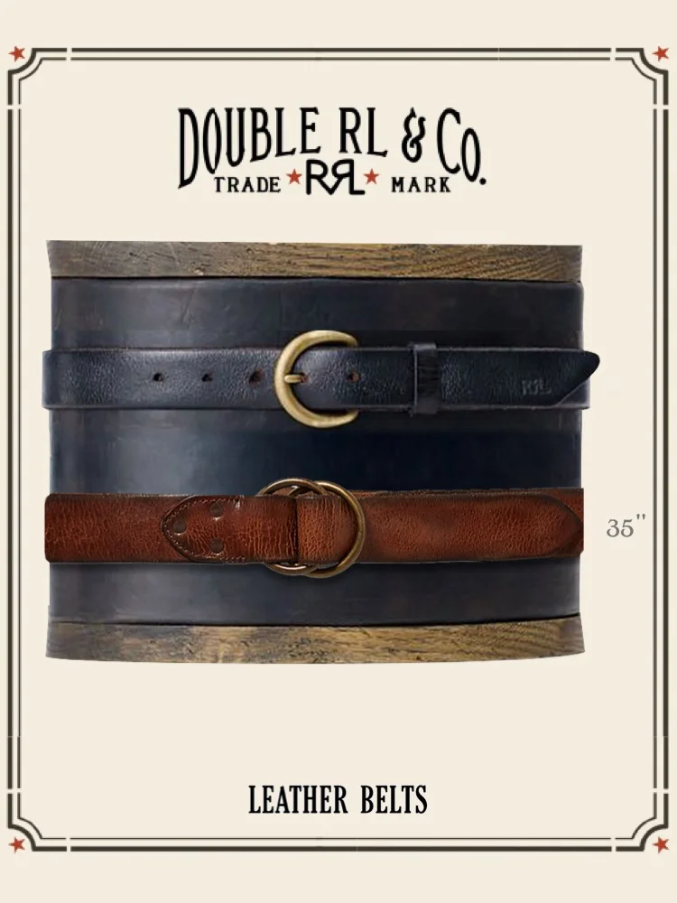 고전적 아름다움과 빈티지 감성을 담은 Two Classic D Ring and Double O Ring Retro Leather Belt