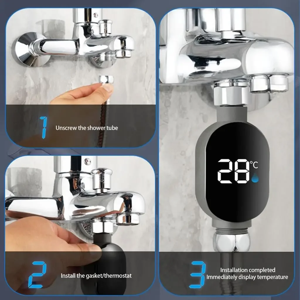 Black Bathroom Led Display 0~99Celsius Home Water Shower Thermometer Water Accurate Temperature Measurement Smart Meter Bathroom