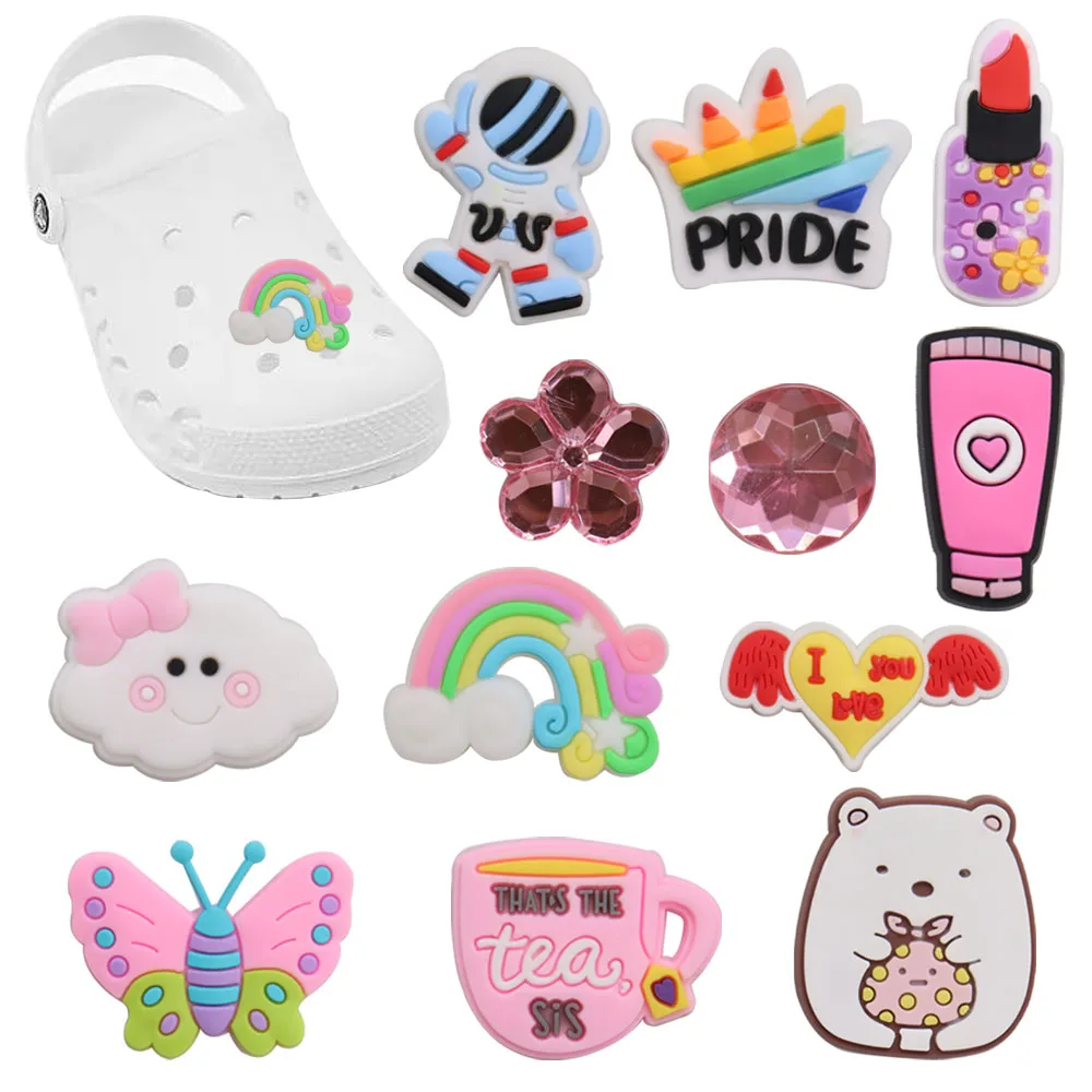 Wholesale 50pcs Shoe Charms Butterfly Rainbow White Cloud Accessories