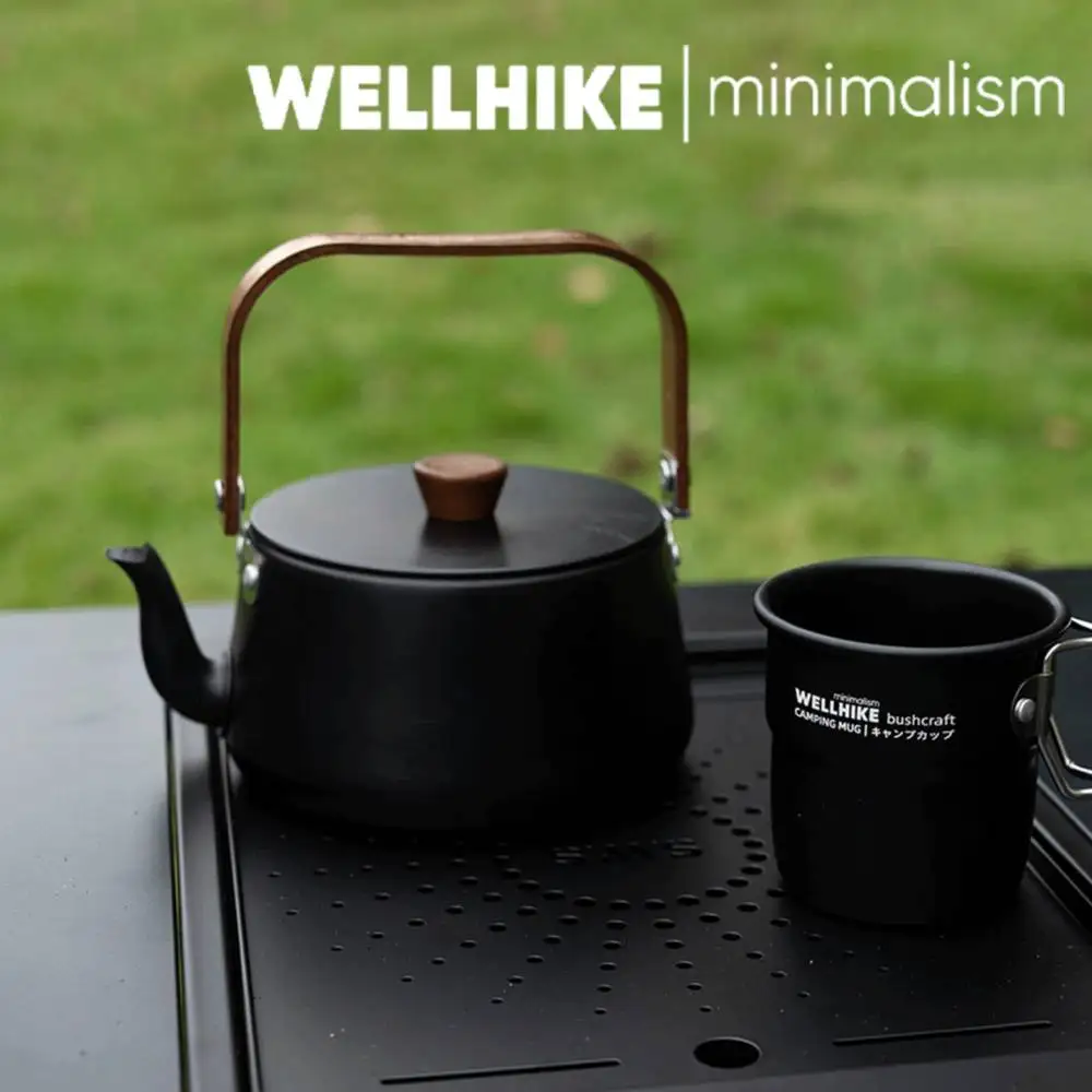 WELLHIKE 1.1L Camping Water Kettle Camping Cookware Boiling Stovetop Pot Aluminum Alloy Lightweight Coffee Pot Tourist Tableware