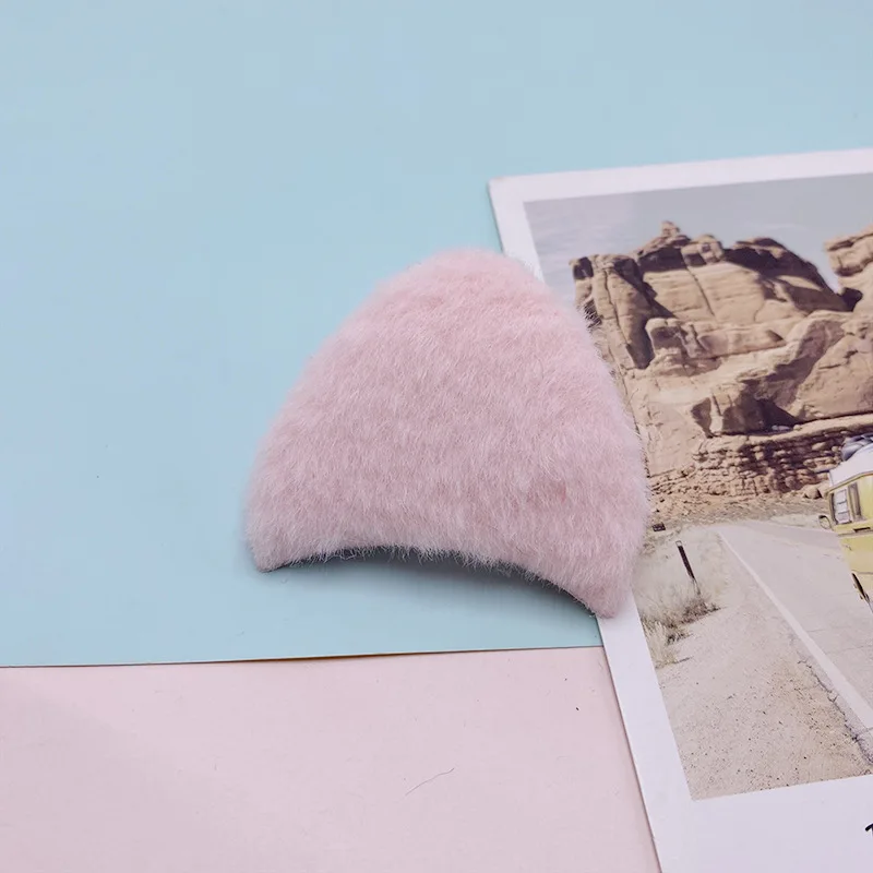 30Pcs 6*5.5CM Furry Felt Plush Padded Cat Ear Appliques For Children Headwear Accessories Clothes Sewing DIY Craft Patch