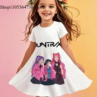 Robe d'été pour filles Kpop Demon Hunters, tenue de plage décontractée pour enfants, motif dessin animé, princesse, chemise de nuit 4