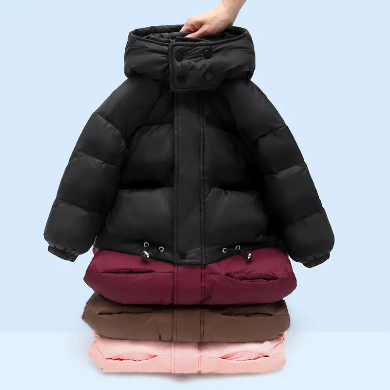 Korean Autumn Winter Children's Down Jacket Boys Girls Thick Hooded White Duck Down Jacket Teenagers Winter 3-12Y