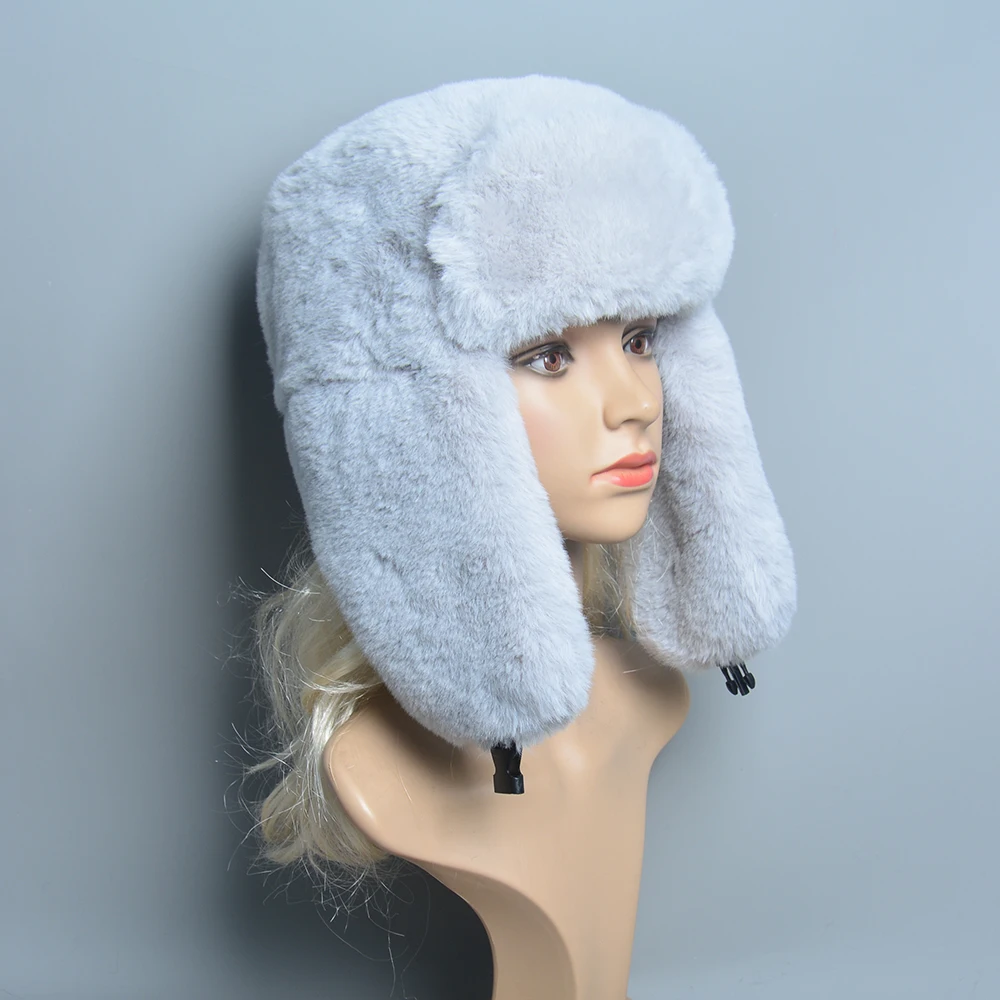 White Faux Fur Ushanka Russian Hat Faux Fur Trapper Hat Russian