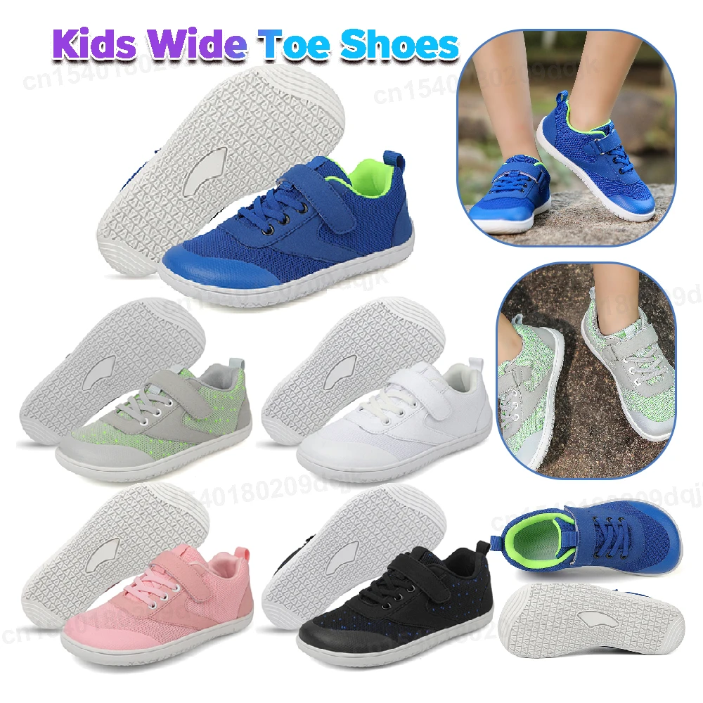 Kids Shoes Red Sneakers Shadow Sneakers Children Wide Barefoot Shoes Kids Soft Fiber Sneakers Flixible Shoes For Girls Boys Casual Minimalist Footwear