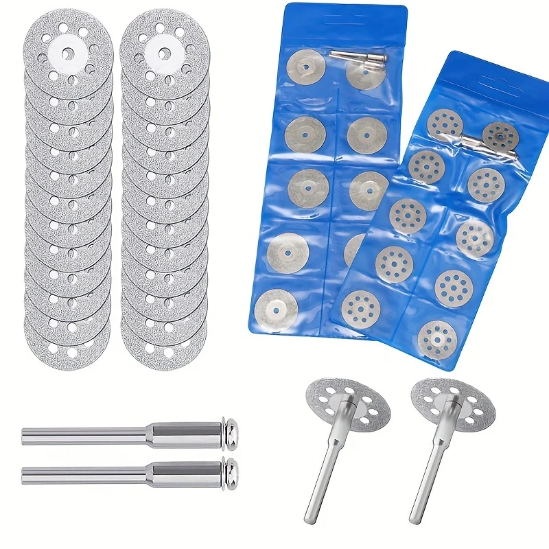 10 Stück 16–30 mm Mini-Scharfes Loch und kein Loch, Diamantschneiden, Drehwerkzeug, Trennscheibe, DIY-Werkzeugzubehör mit 2 Stangen