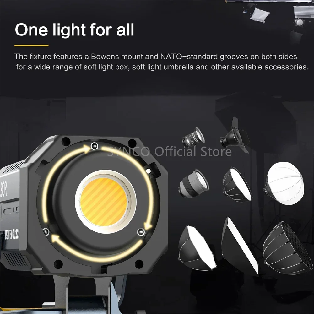 Synco COLBOR CL220 200W 2700-6500K Bi-Color PhotographyCOB Video Light with APP
