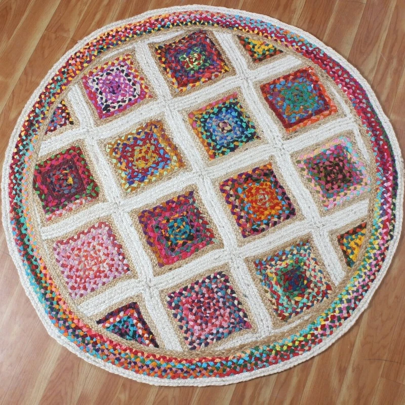 

Rugs and Carpets for Home Living Room Jute Round Rug Braided Style 100% Natural Jute Area Rug 8x8 Home Modern Carpet