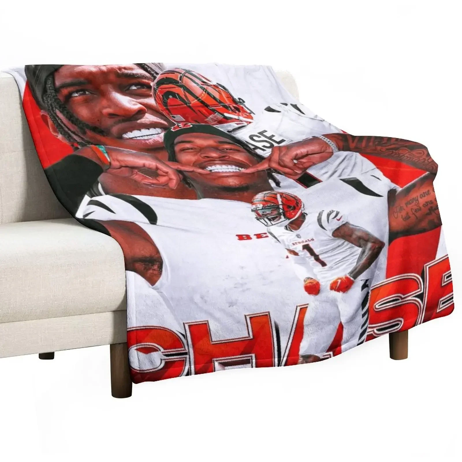 

Ja'Marr Chase Throw Blanket Plush Camping Nap Hair Blankets