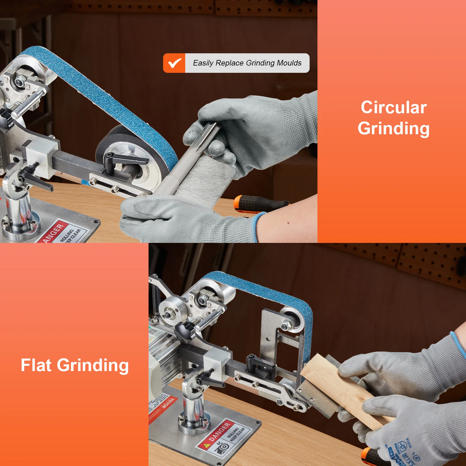 VEVOR Belt Grinder Sander 30 x1-Inch Variable Speed Belt Polisher with VFD 550W Polishing Grinding for Metalworking Knife Making 5